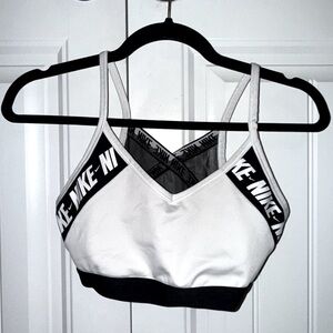 Nike Dri-Fit Indy Logo Mesh Sports Bra White/Black Women’s Medium